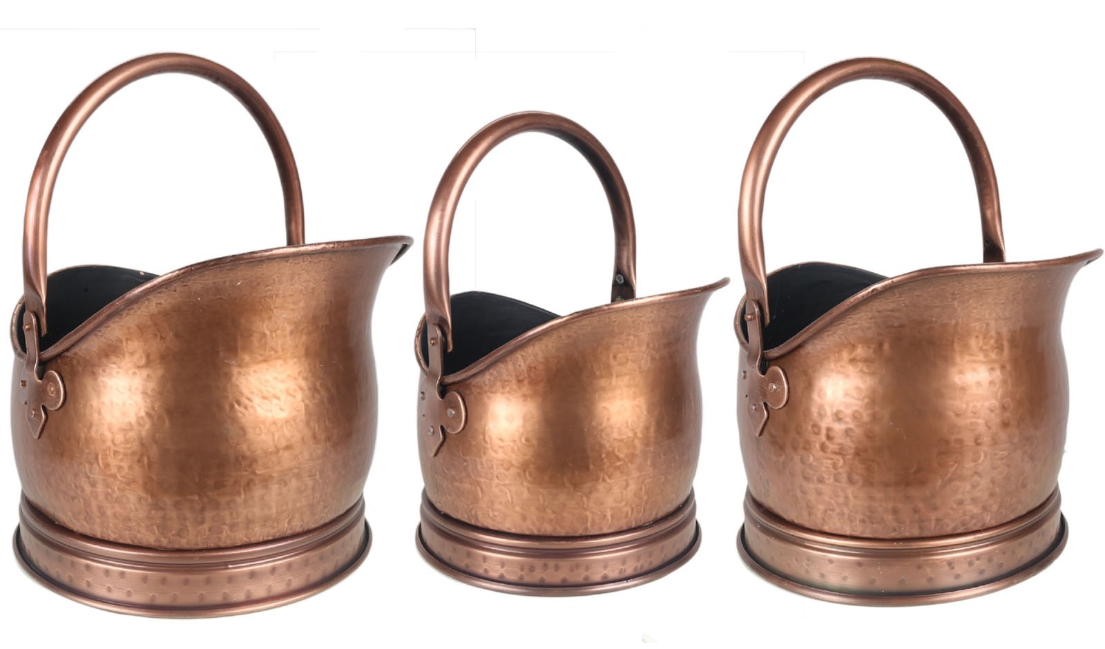 S/3 Coal Scuttles Antique Copper Finish 47cm