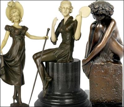 Foundry Cast Bronze Figurines / Hand Carved Marble Figurines