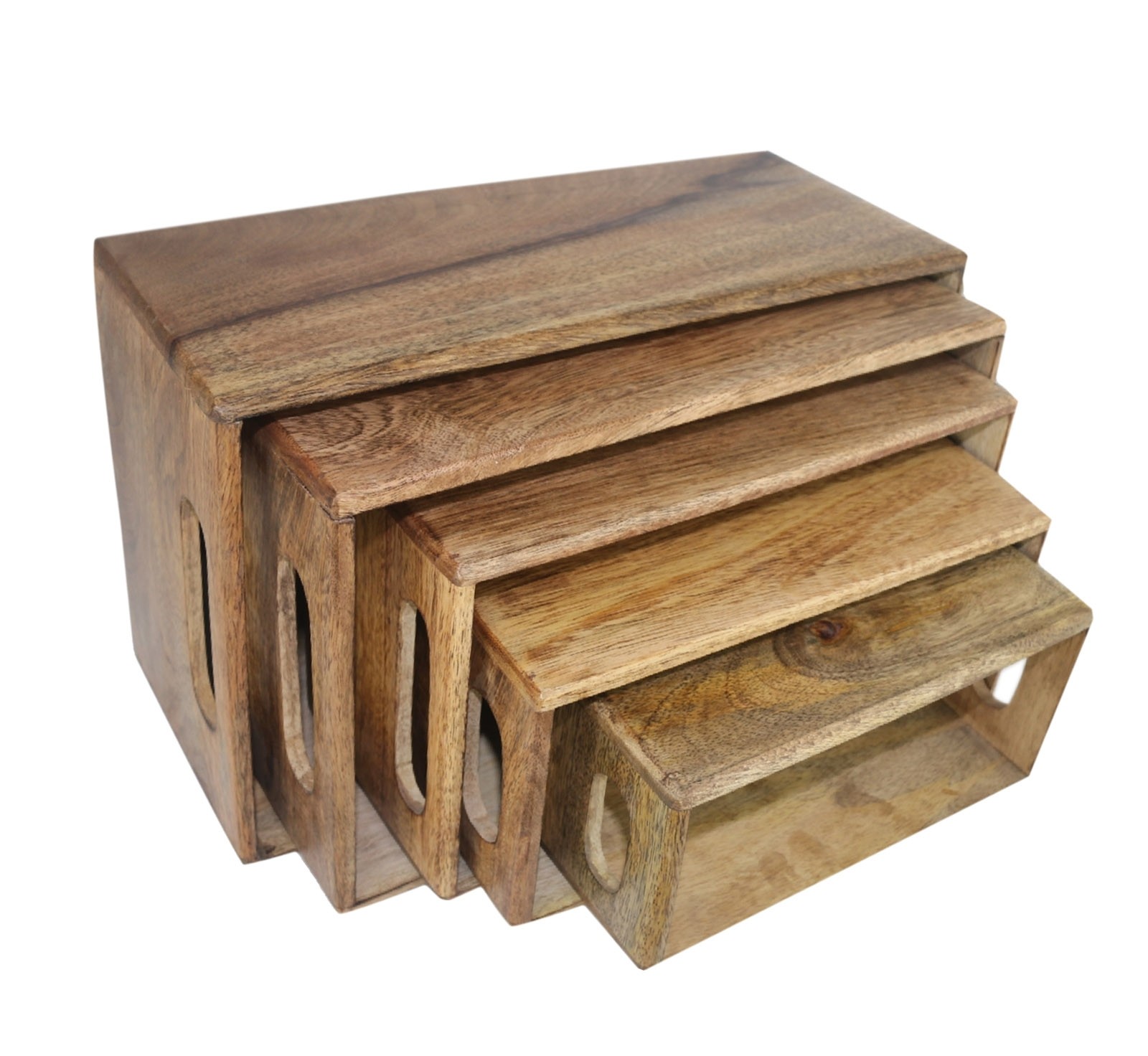 Set of 5 Mango Wood Plain Crates