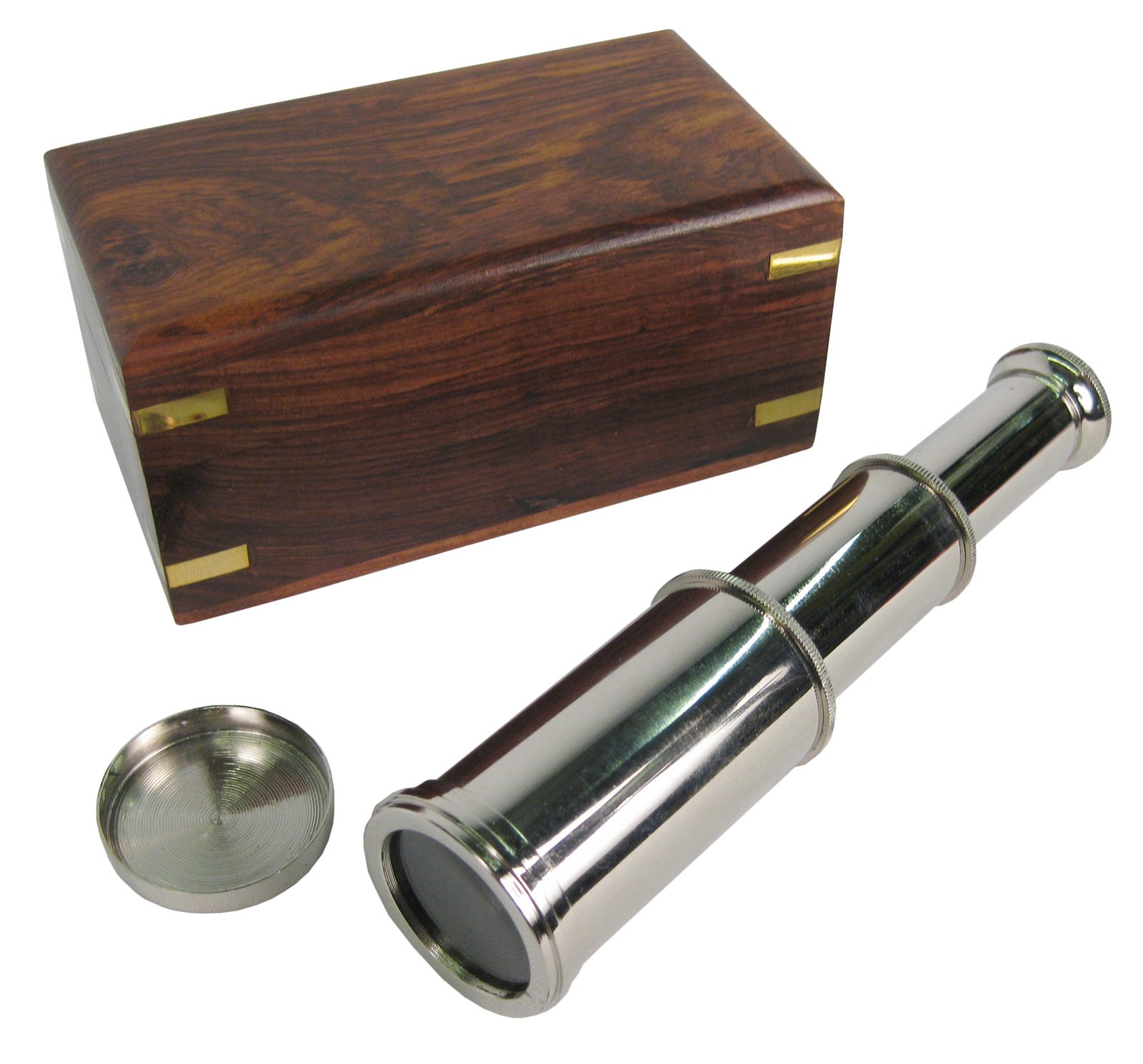 Mini Telescope In Box Sheesham Wood - 12cm