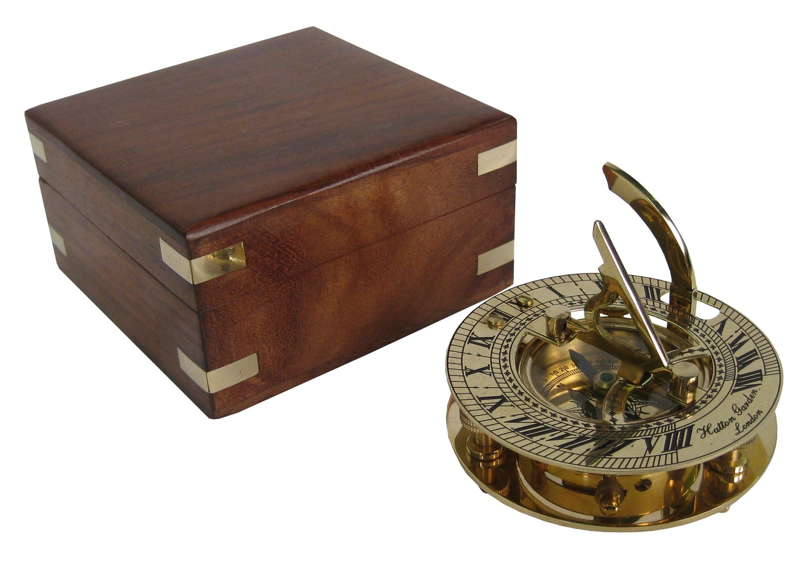 Sundial Compass With Box Sheesham Wood 10.4cm