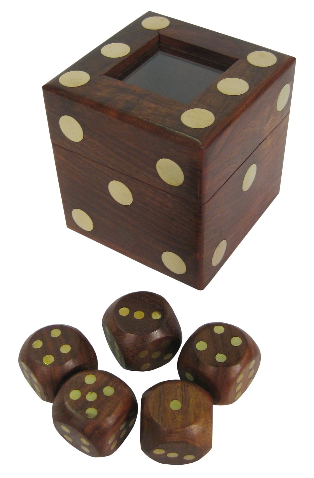 Dice Box with 5 Dice 8cm