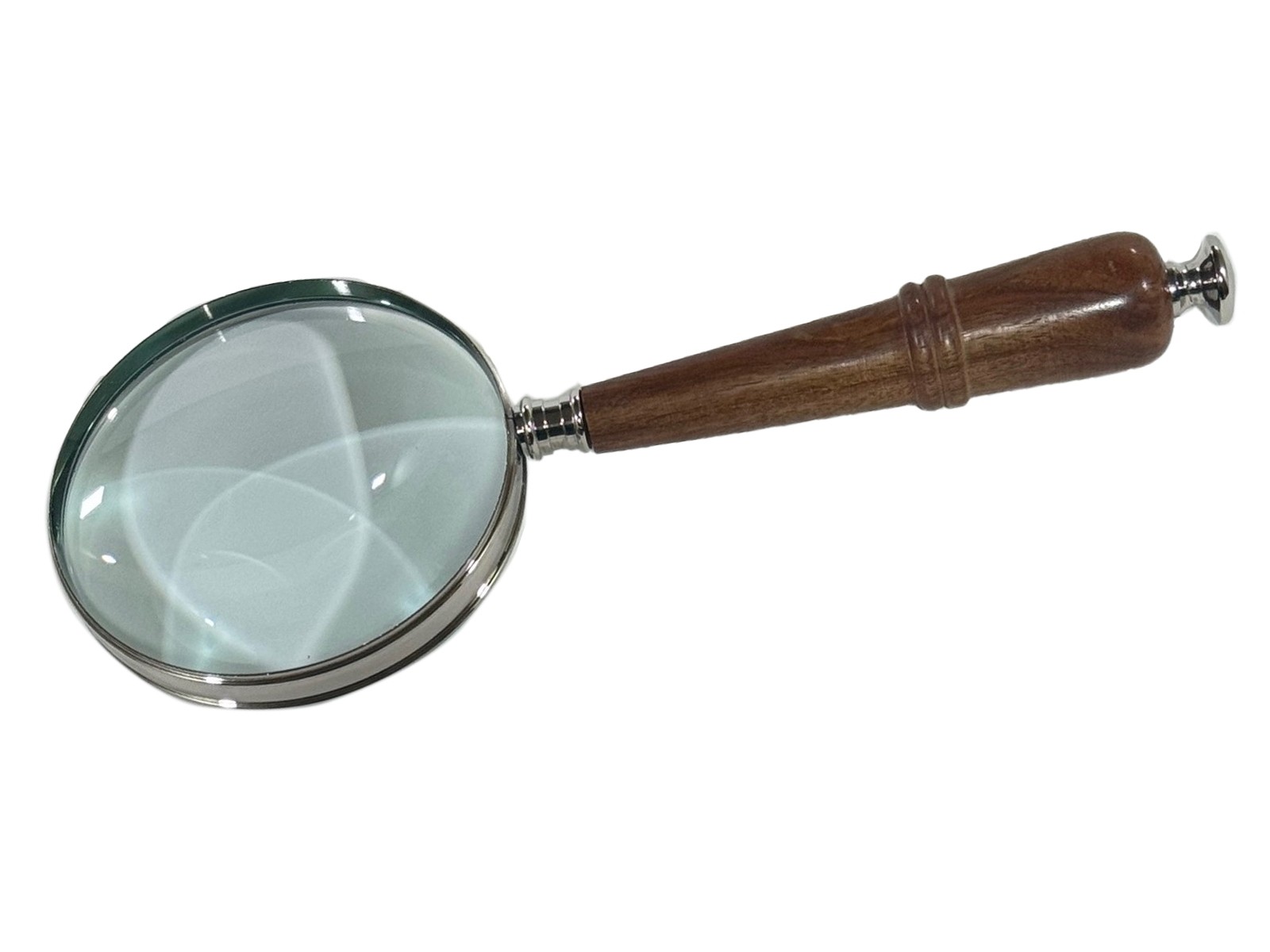 Nickel Magnifying Glass With Sheesham Handle 25cm - 10cm Dia.
