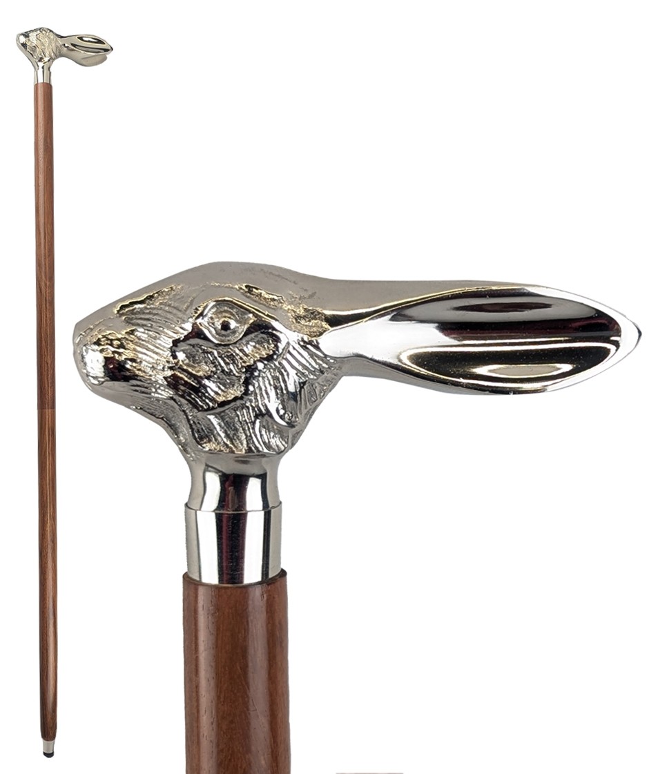 Hare Swagger Cane - Nickel Plated & Sheesham Wood 94cm  