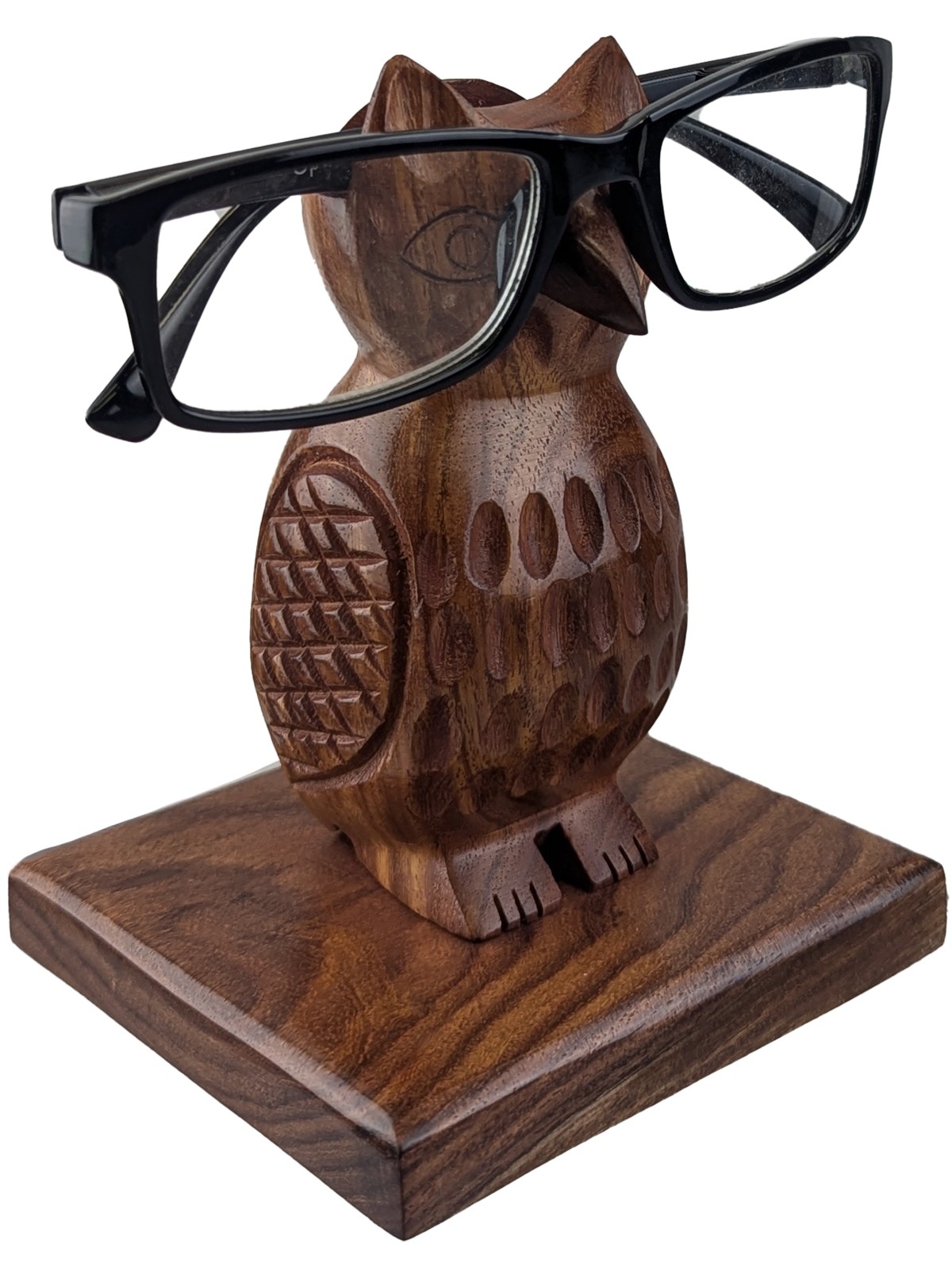 Owl Glasses Stand - Sheesham Wood 14.5cm