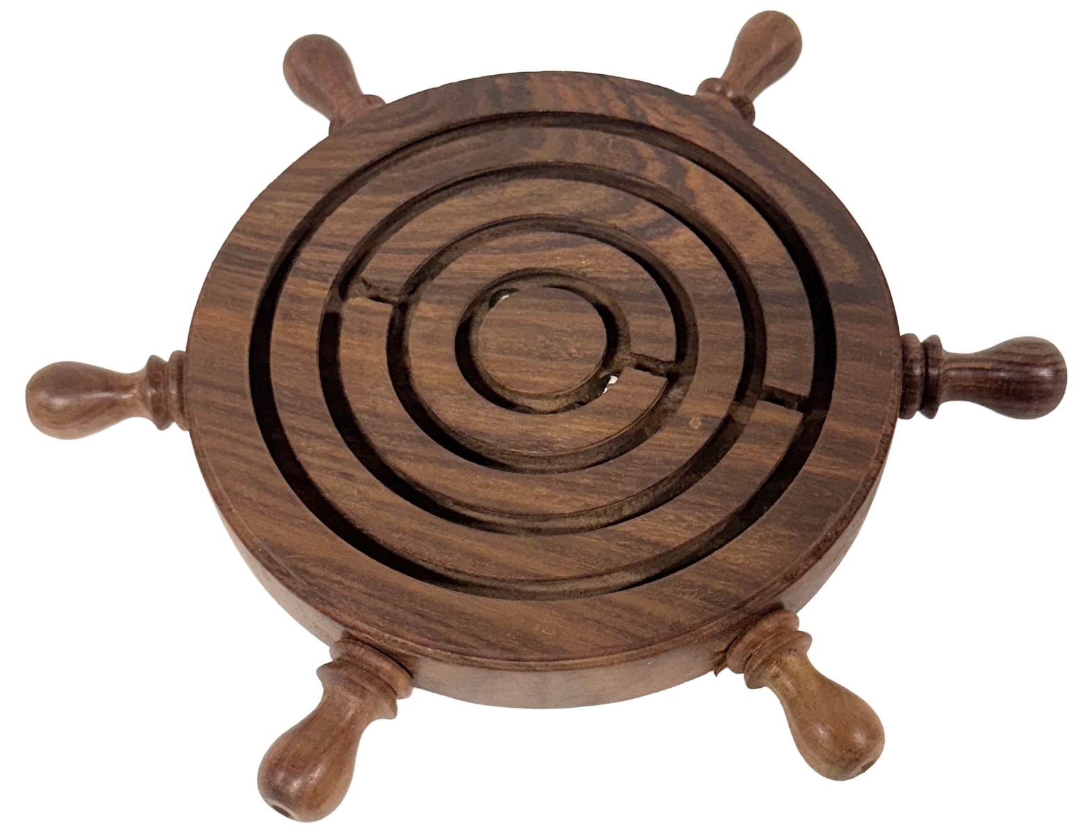 Ships Wheel Labyrinth Puzzle - Sheesham Wood 22.5cm