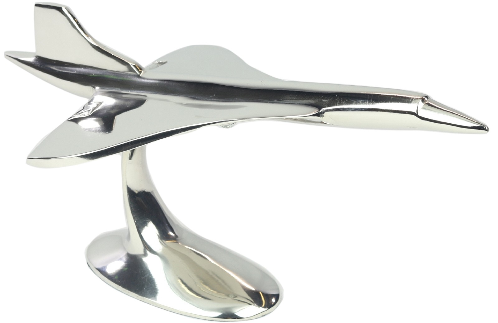 Concorde Plane  on Metal Stand  Nickel Plated Aluminium - 30cm 