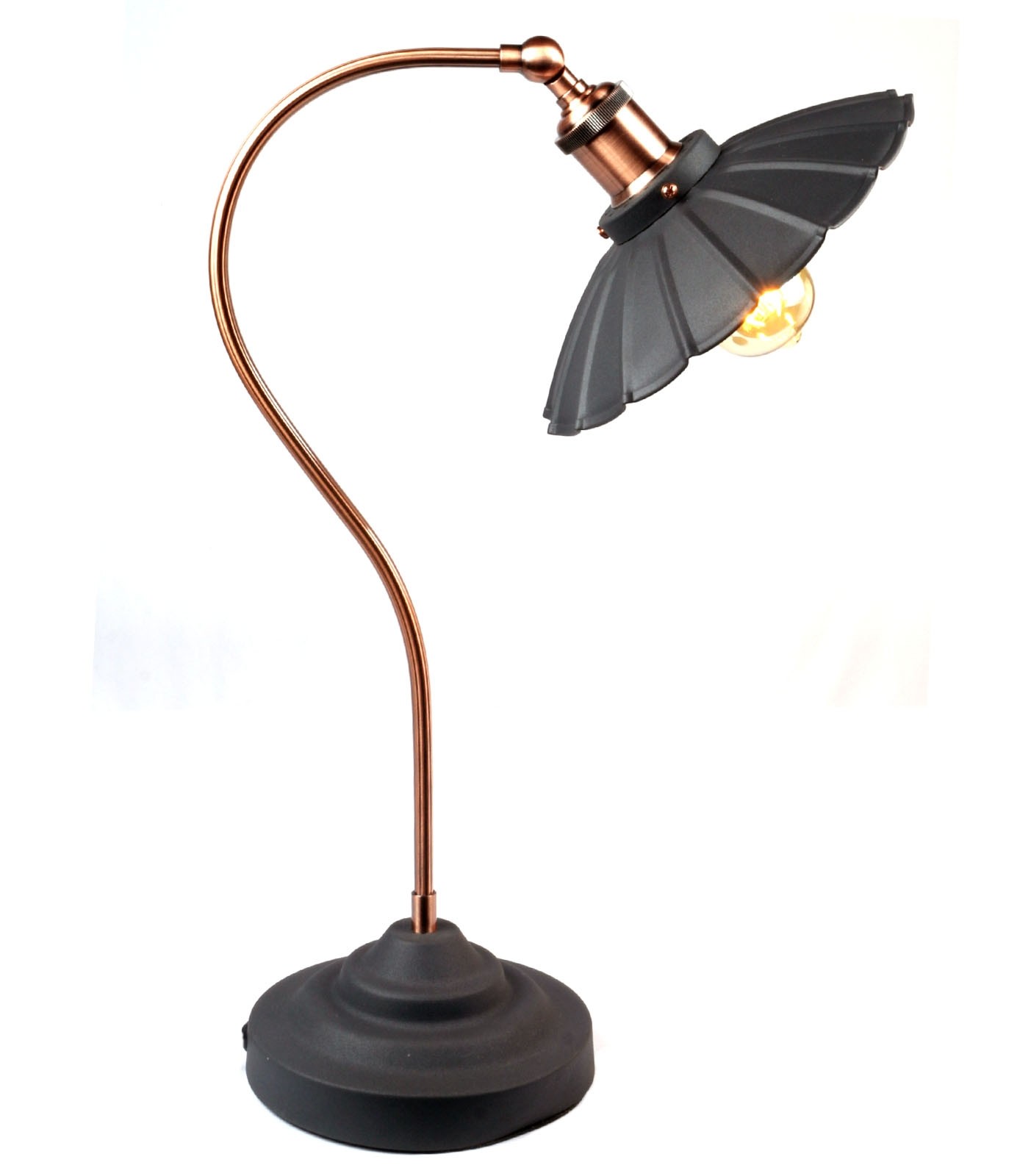 Daisy Lamp Matt Black - Copper Plated Arm 52cm (Bulbs not included)