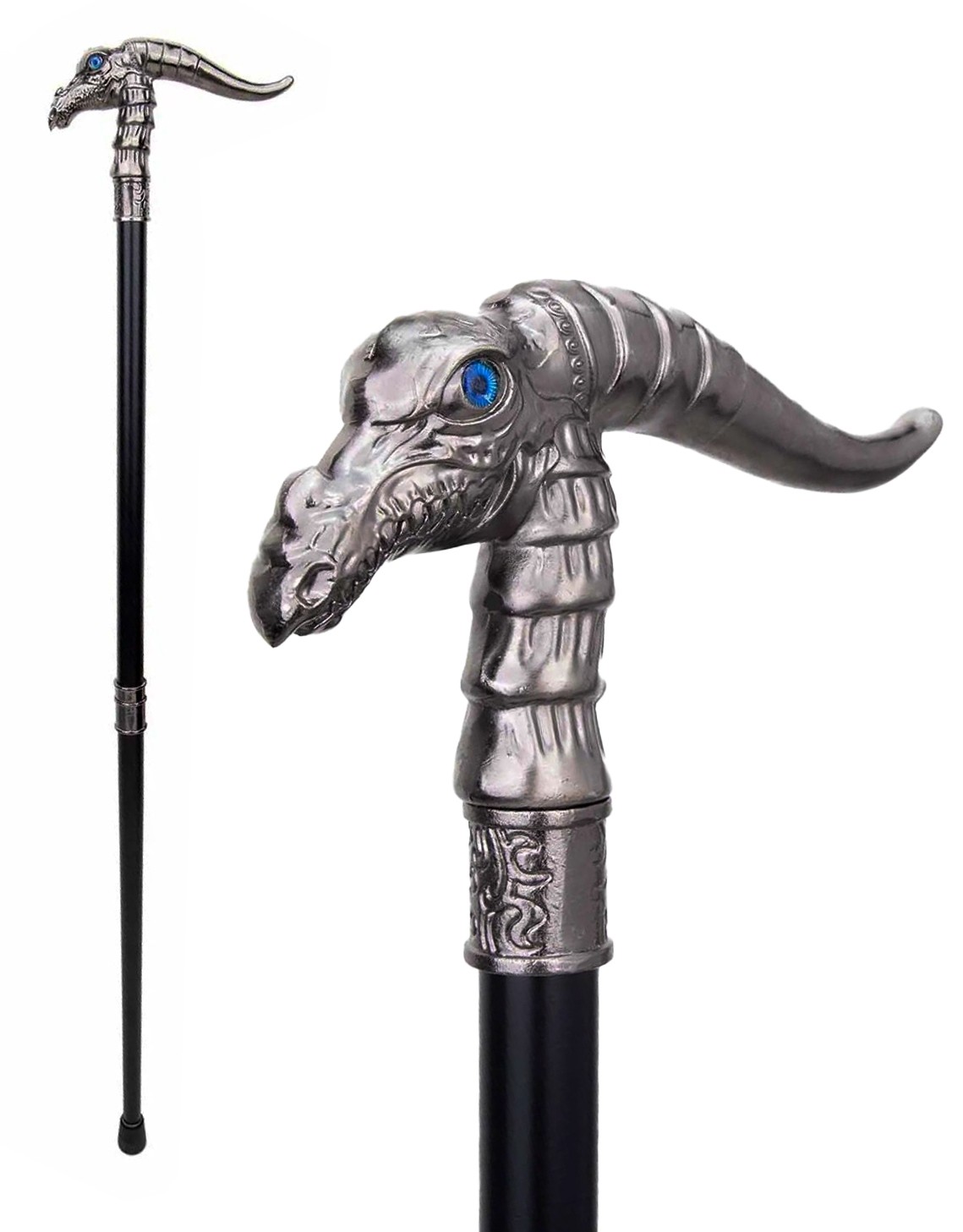Blue Eyed Dragon Swagger Cane / Walking Stick - 93cm