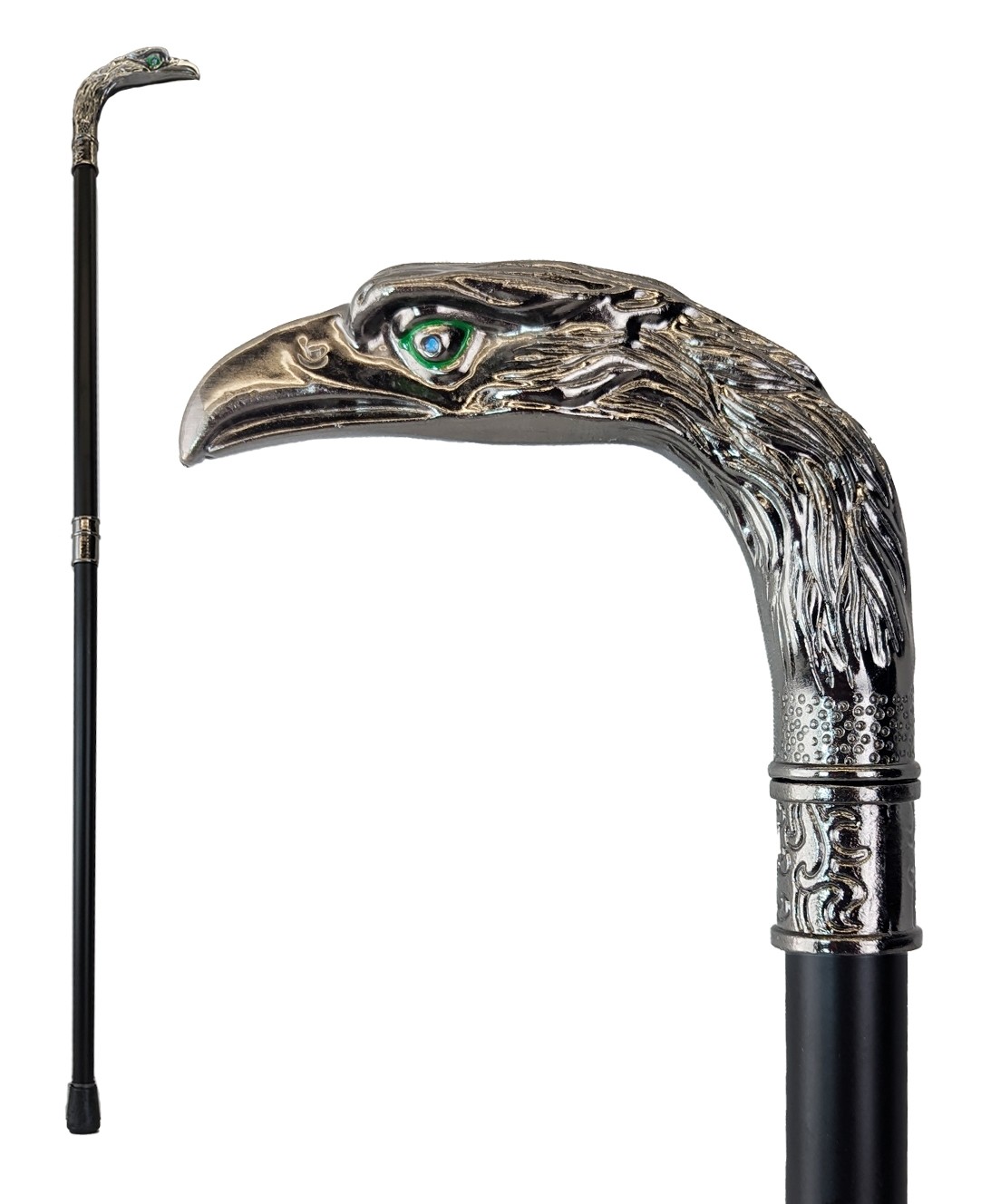 Silver Vulture/Eagle Swagger Cane / Walking Stick - 90cm