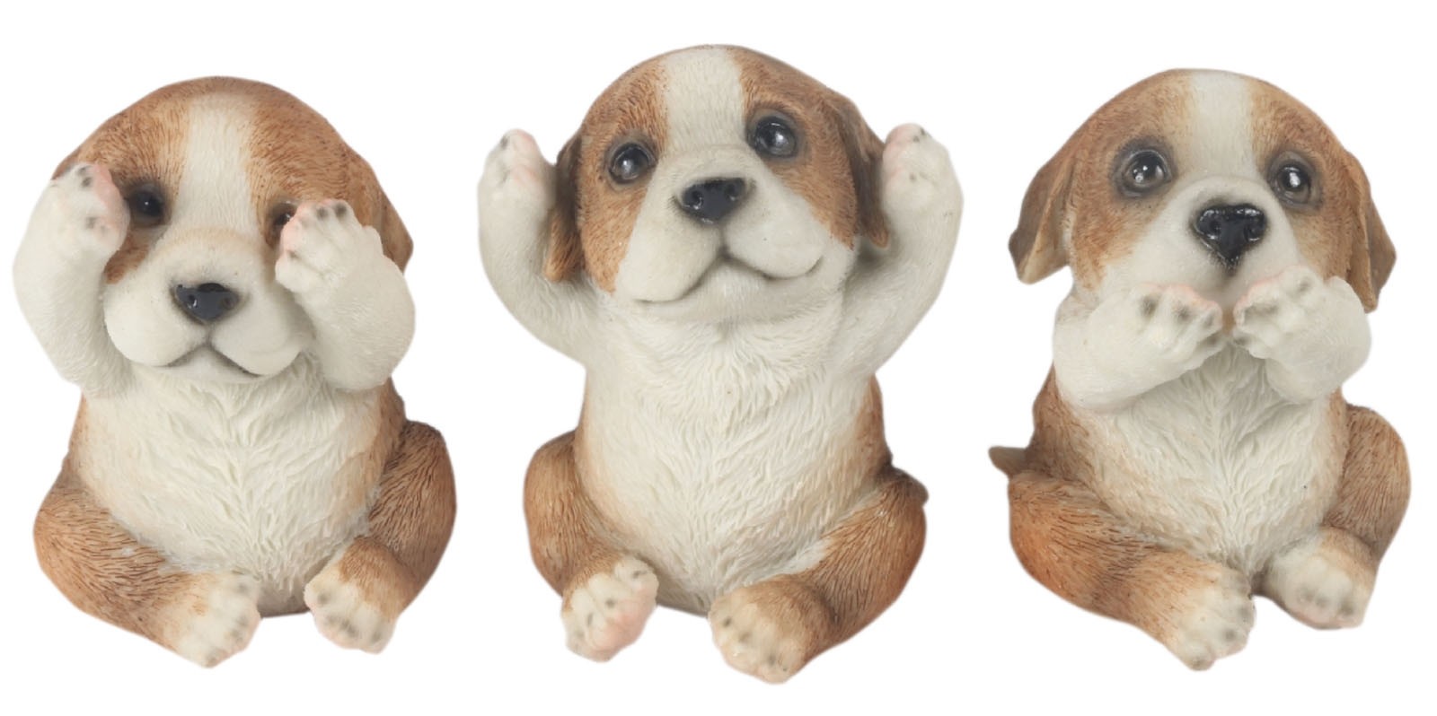 Set Of 3 Jack Russell Dogs - Hear Speak, & See No Evil - 8cm