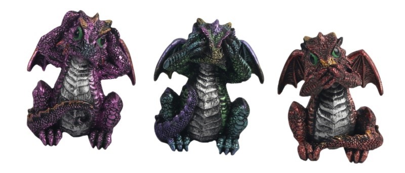 Set Of 3 Dragons - Hear Speak, & See No Evil- 8.5cm