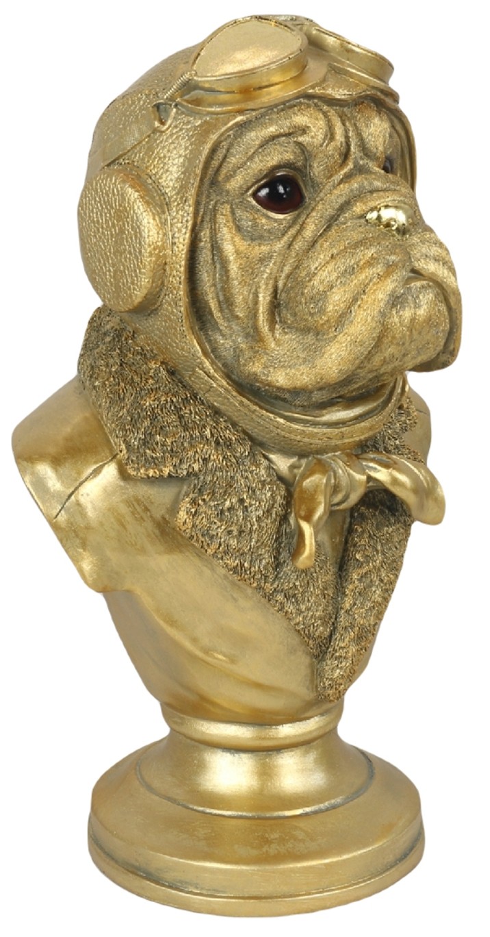 Gold Bulldog Bust 35cm
