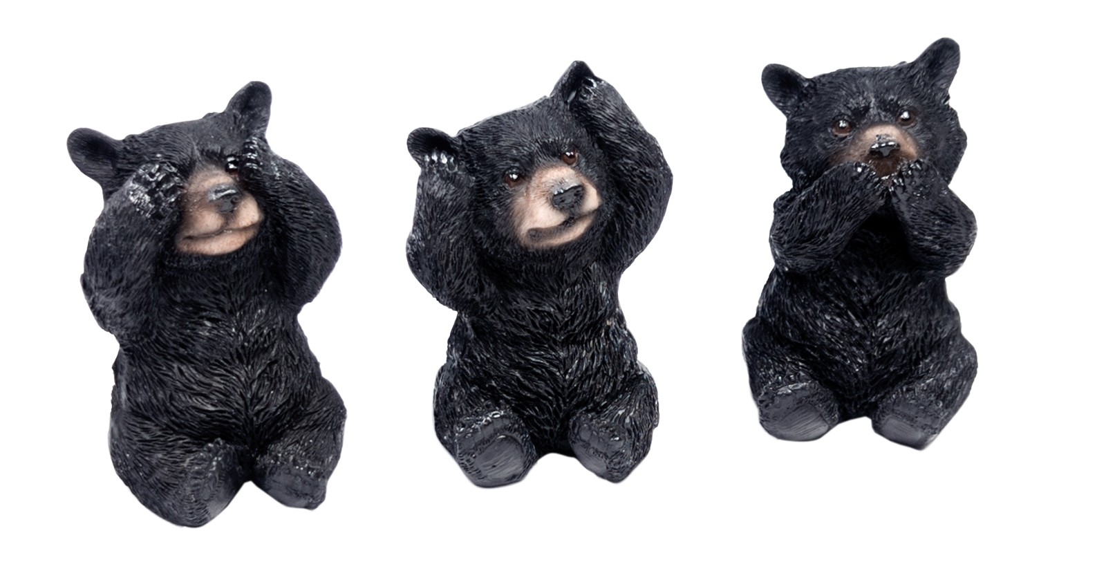 Set of 3 No Evil Black Bears - 8.5cm