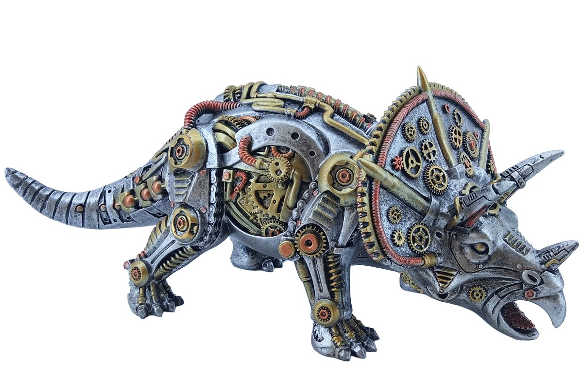 Steampunk Triceratops - 37.5cm Silver