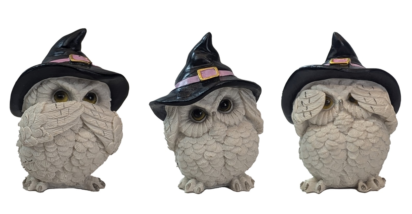 Set of 3 No Evil Owls Sets - 9cm