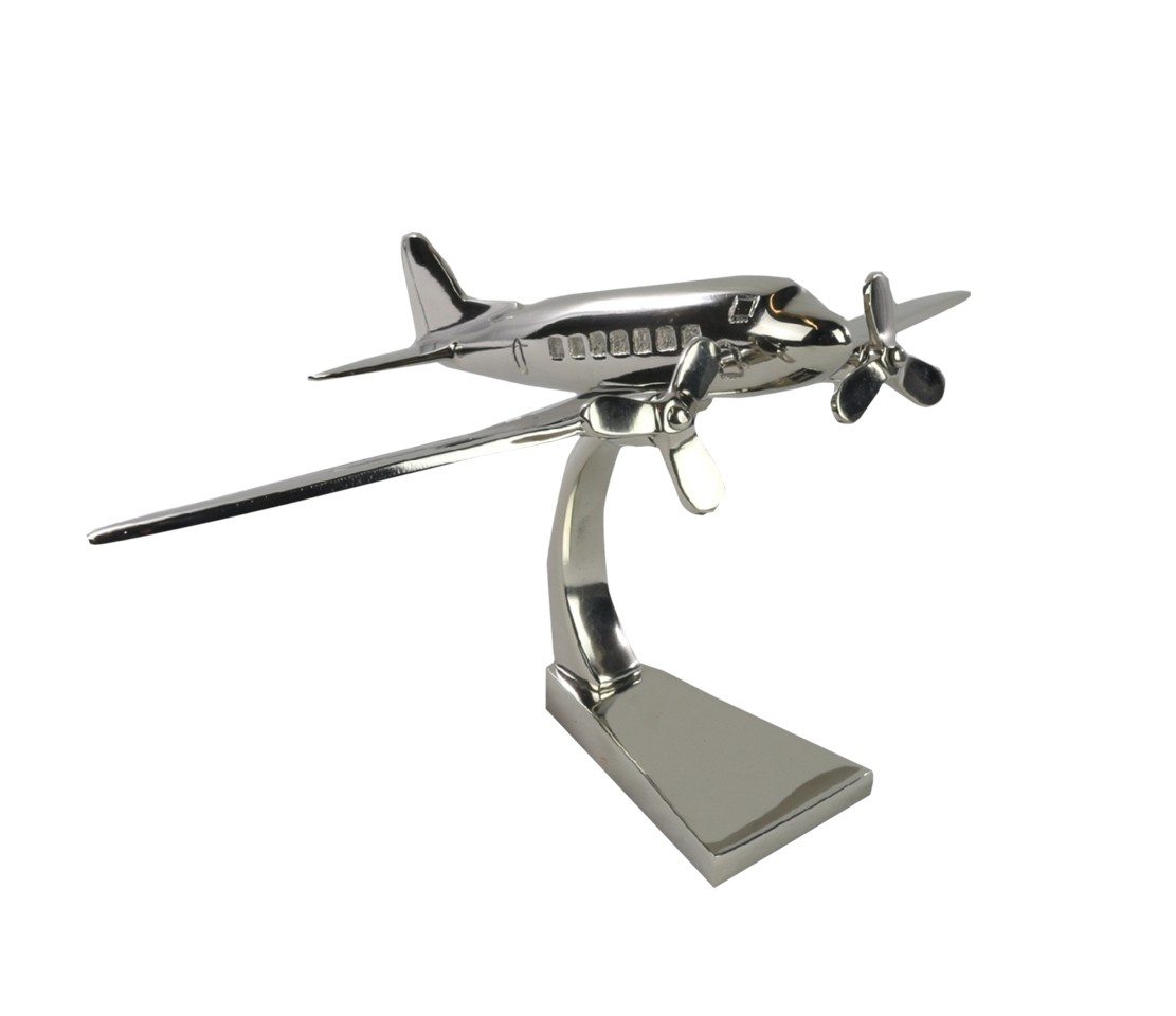 Dakota Plane Model Medium Nickel Plated Aluminium - 23cm