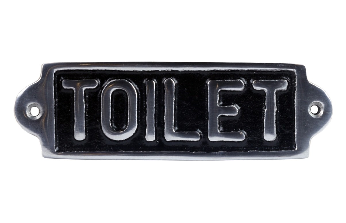 Toilet Sign  - Polished Aluminium Sign - 18cm