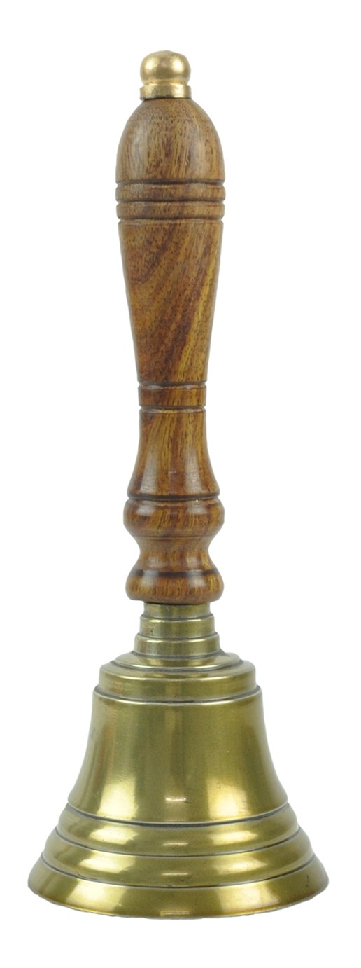 Wooden Handle Bell (Brass Antique Finish / Stress Line Finish)  - 28cm