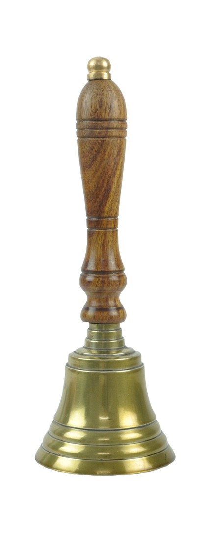 Wooden Handle Bell (Brass Antique Finish / Stress Line Finish) - 25cm