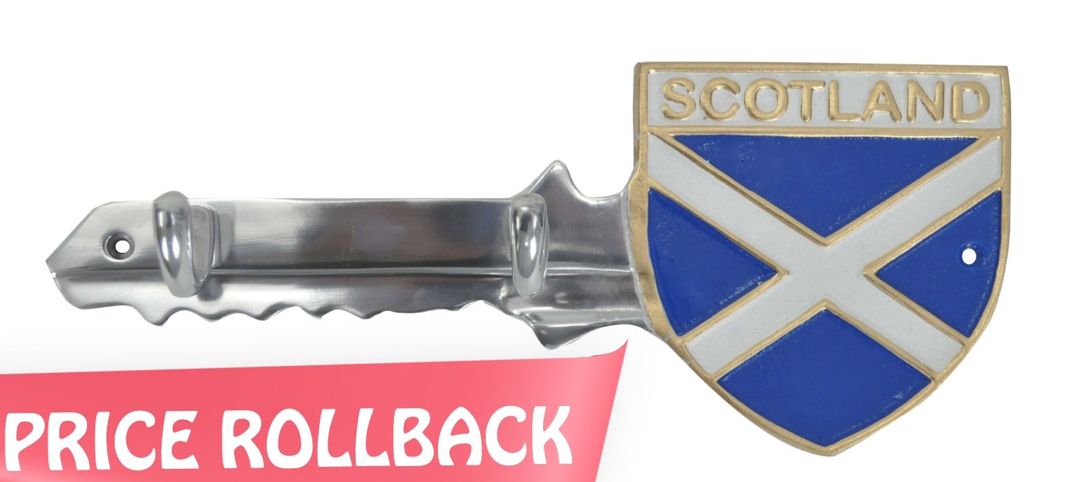 Scotland Key Holders Aluminium With 2 Hooks 30cm