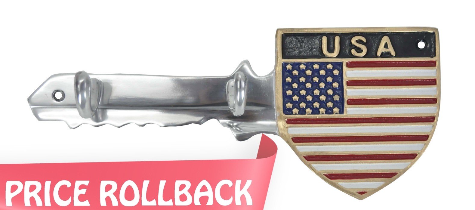 USA Key Holders Aluminium With 2 Hooks 30cm