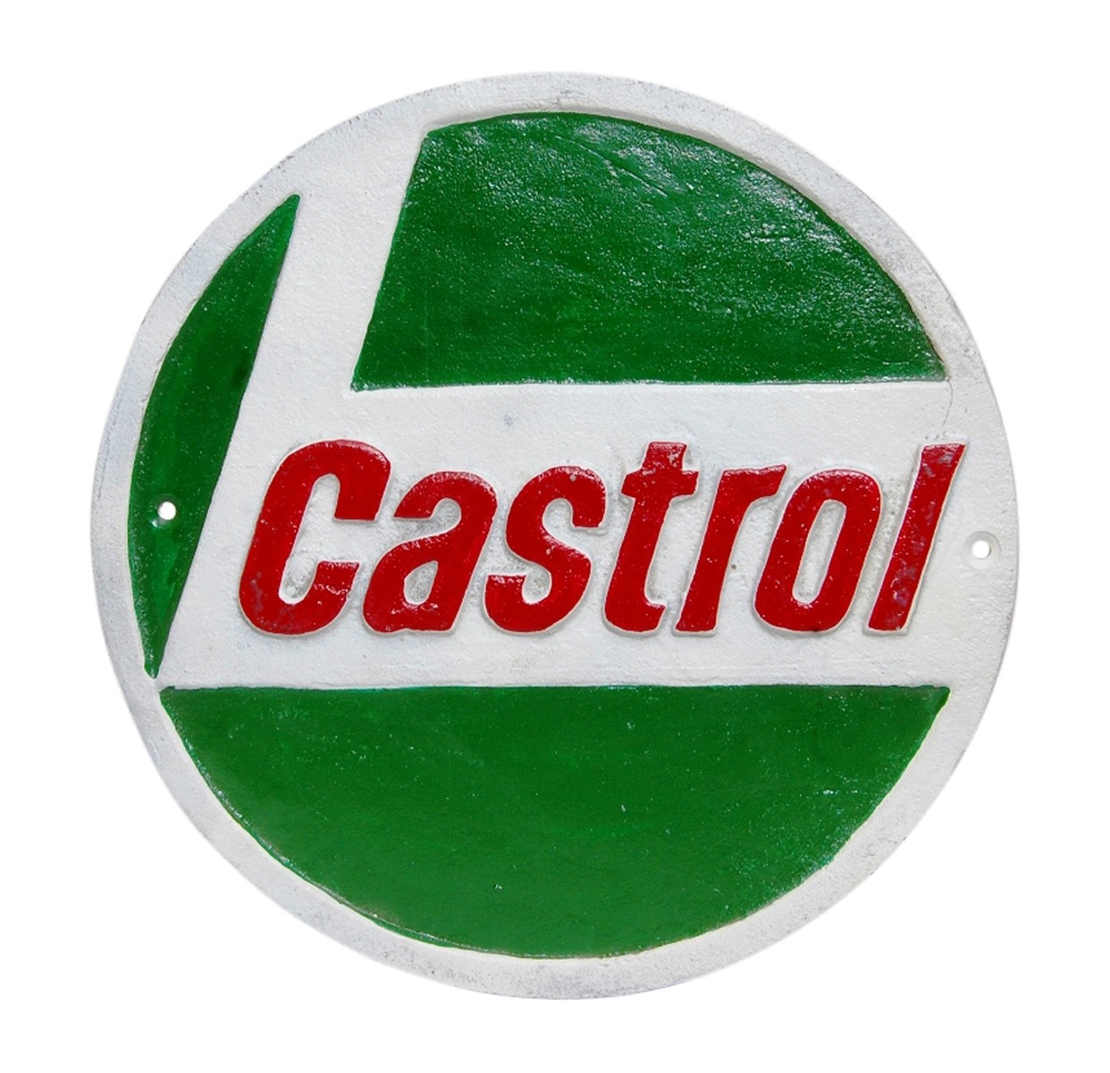Castrol Round Wall Cast Iron Sign / Plaque 24cm