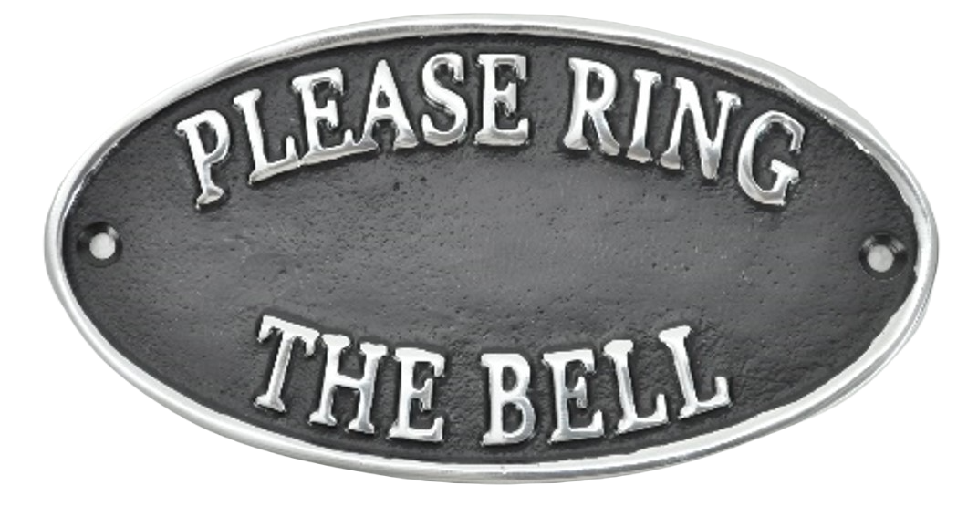 Please Ring the Bell Sign - Polished Aluminium 17cm