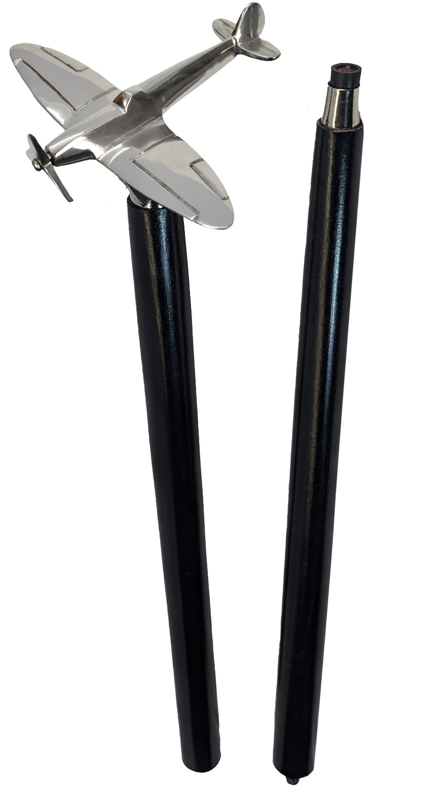 Spitfire Model Walking Stick - Nickel Plated Aluminium - Mango Wood - 91.5cm