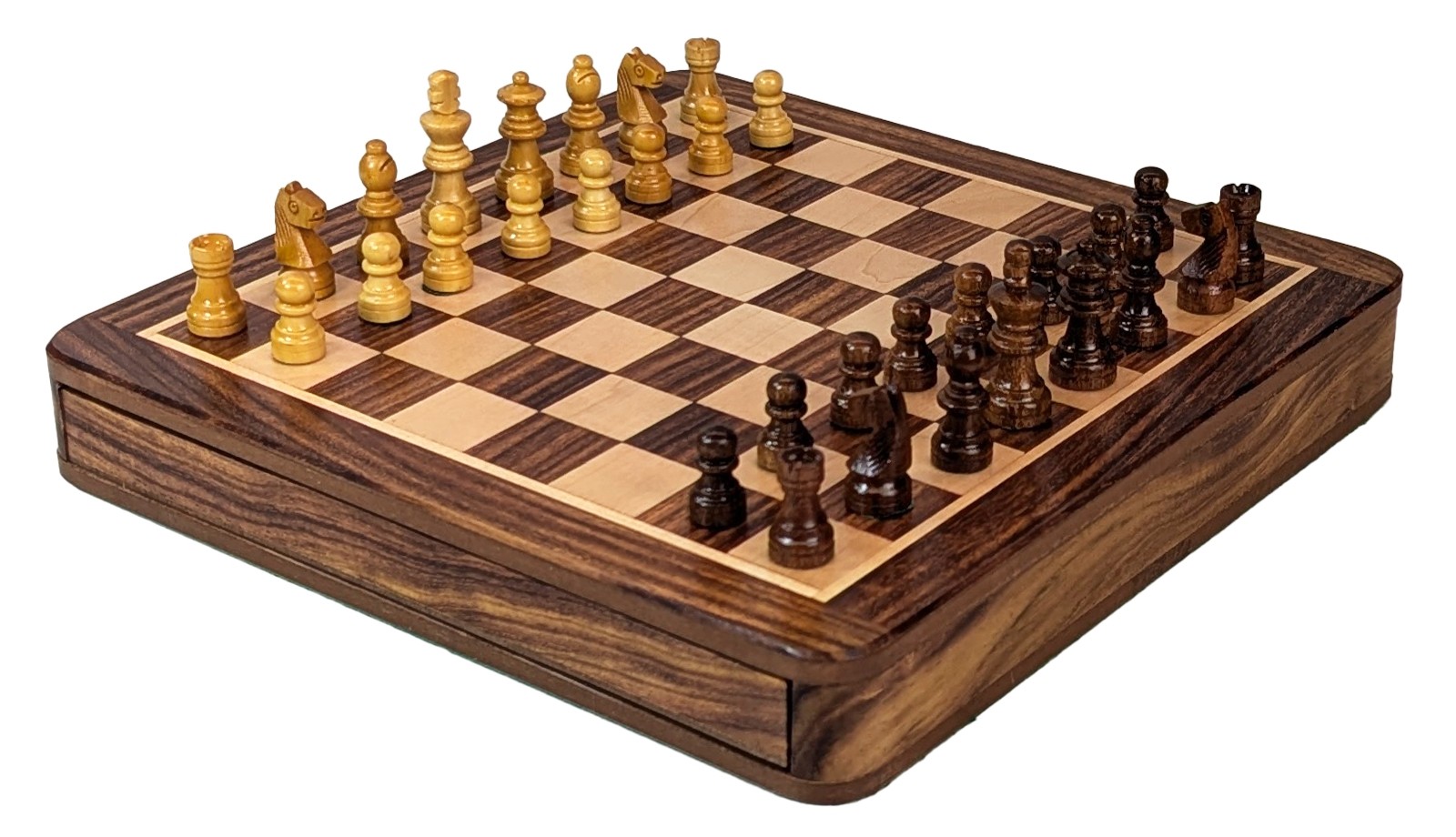 Square Magnetic Chess Foamed Tray Inside - Sheesham Wood - 25cm