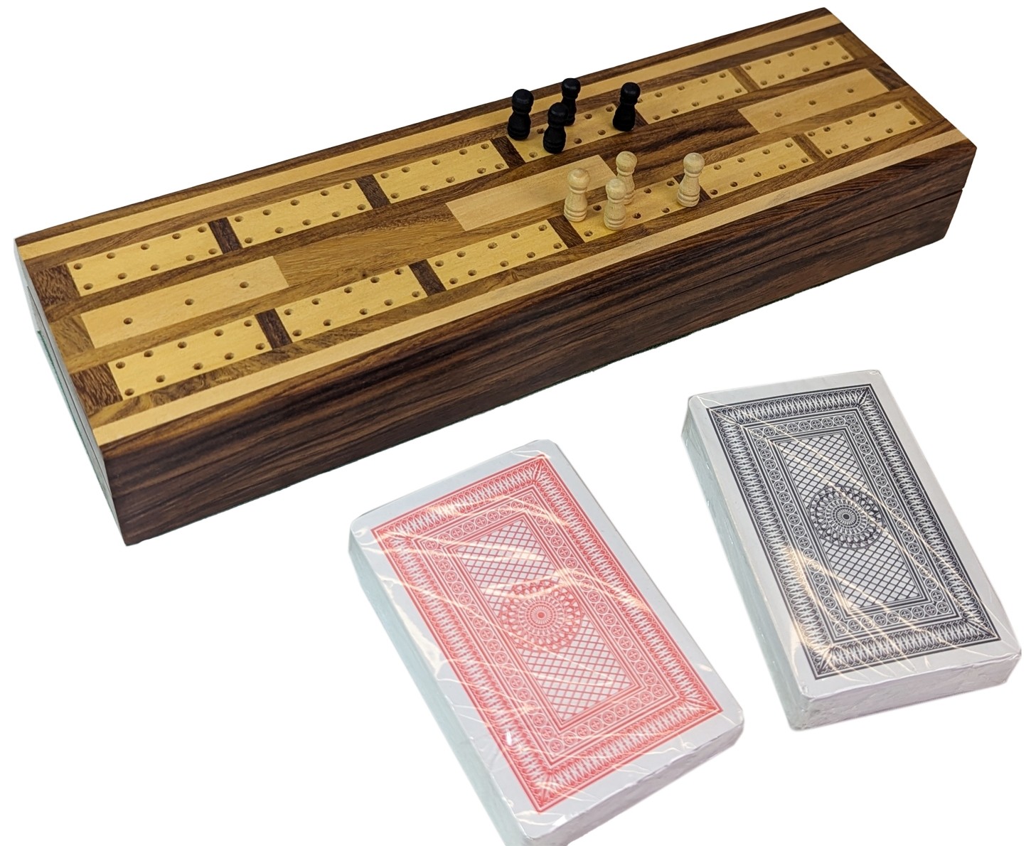 Cribbage With Wooden Pegs and 2 Deck Of Cards - 26cm