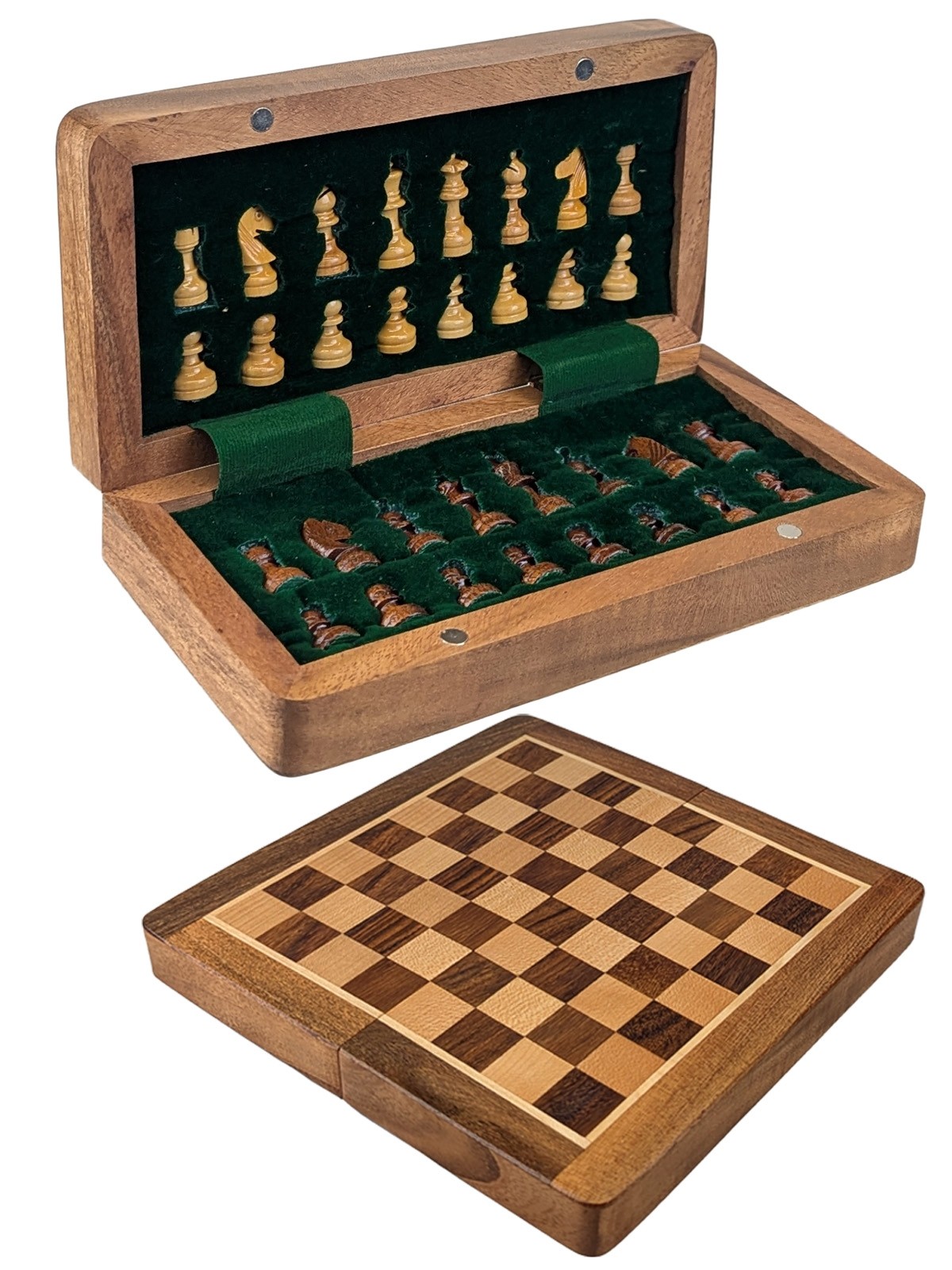 Magnetic Chess Folding - 17.5cm Sheesham Wood