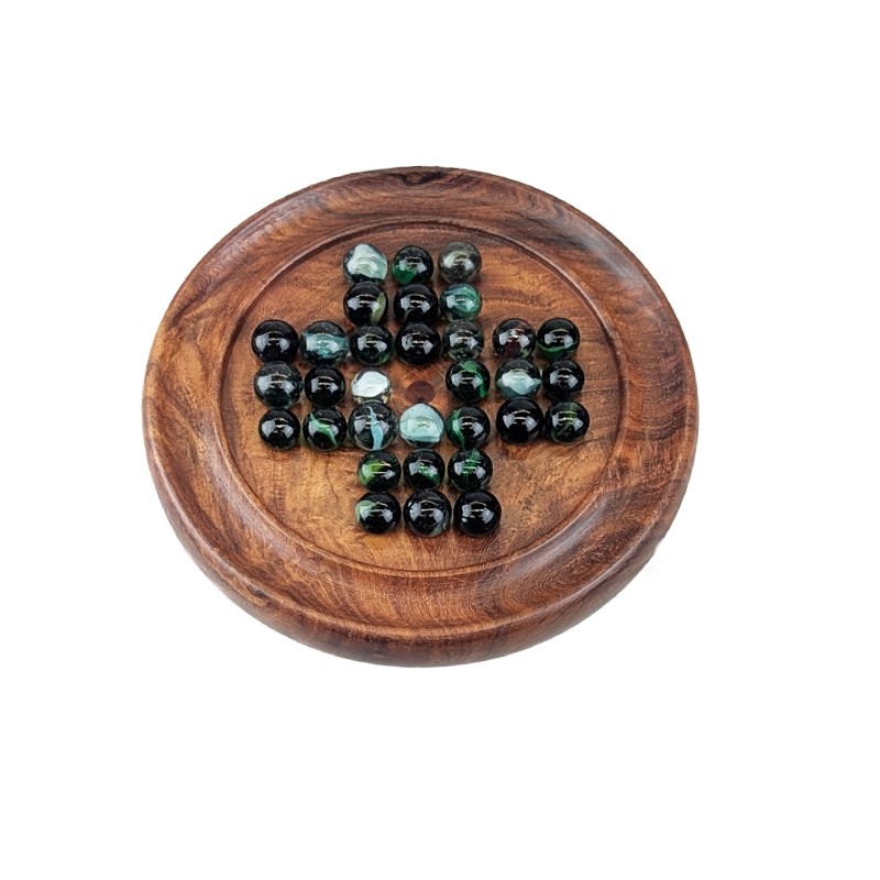 Solitaire With Glass Balls - Sheesham Wood - 15cm