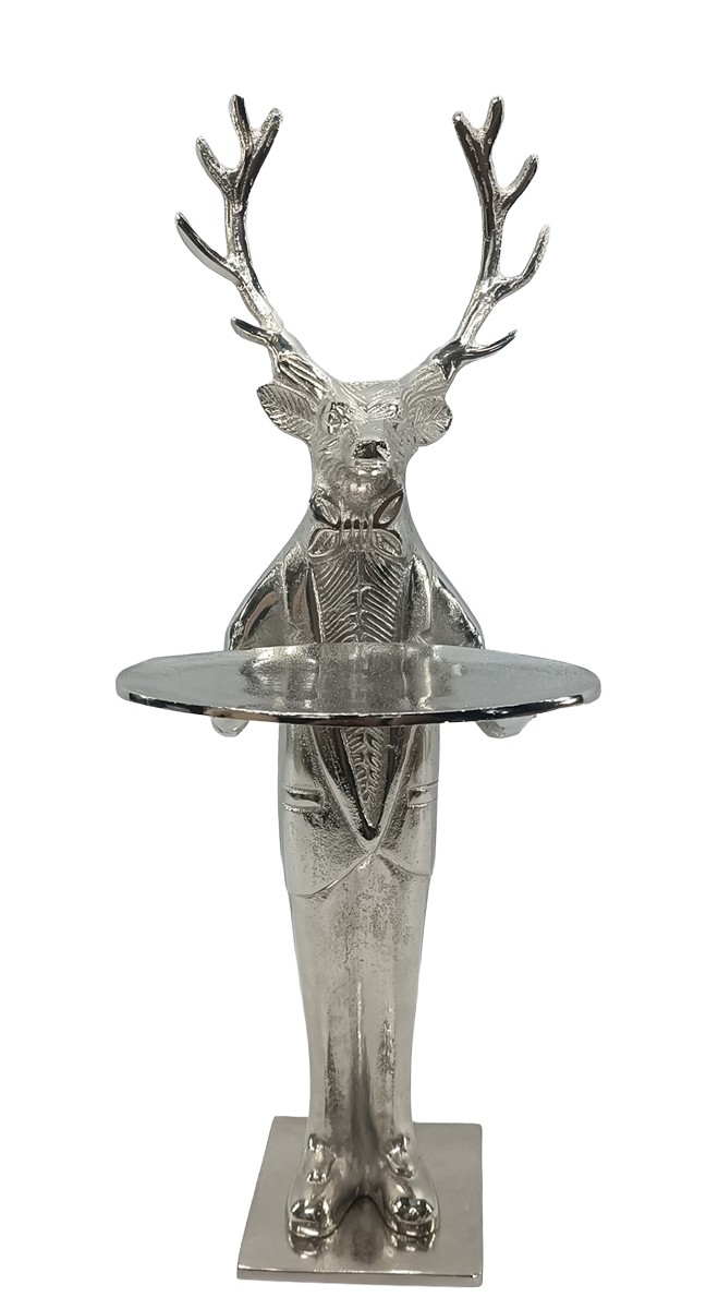 Deer With Plate - 100cm Antique Nickel Finish