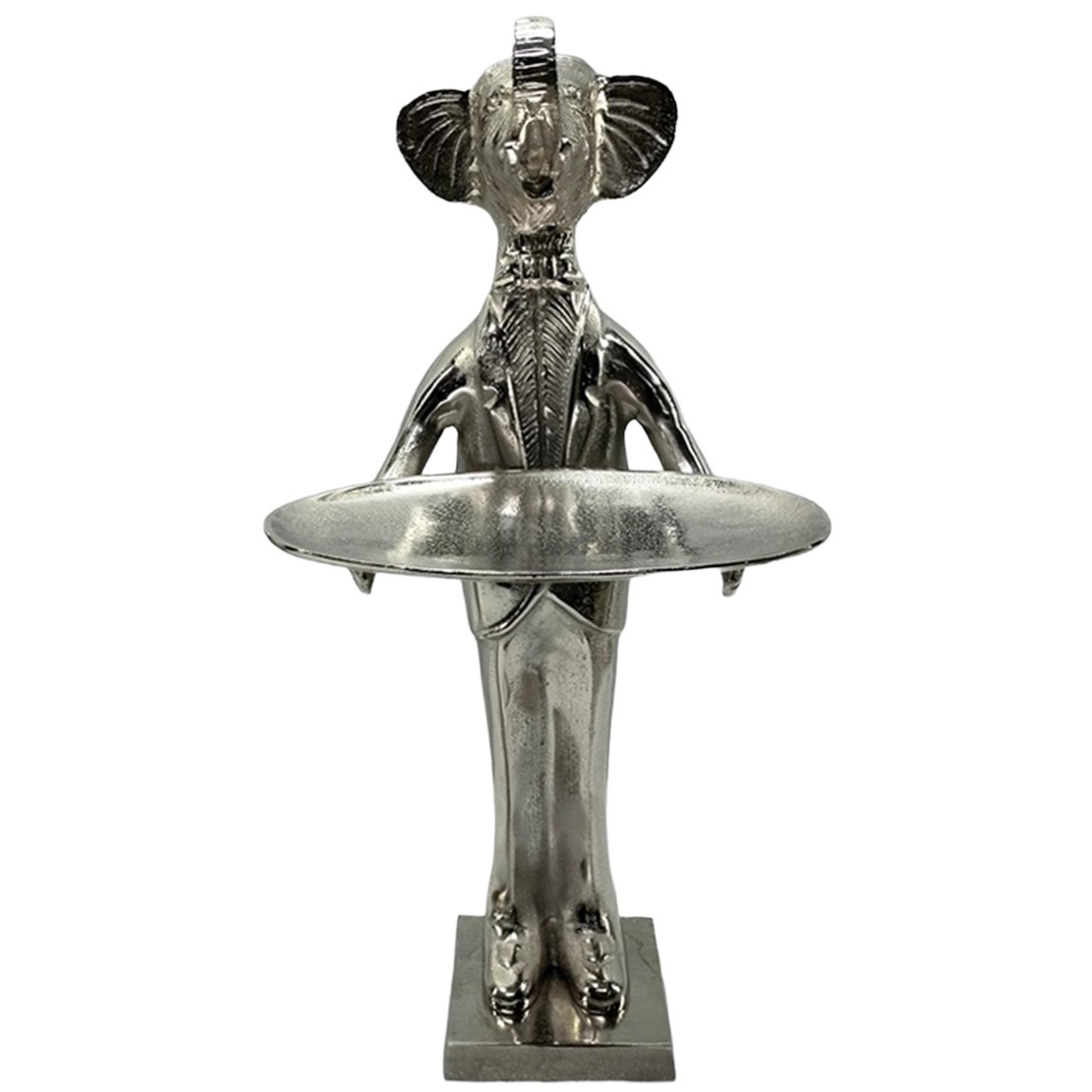 Elephant With Plate - 100cm Antique Nickel Finish