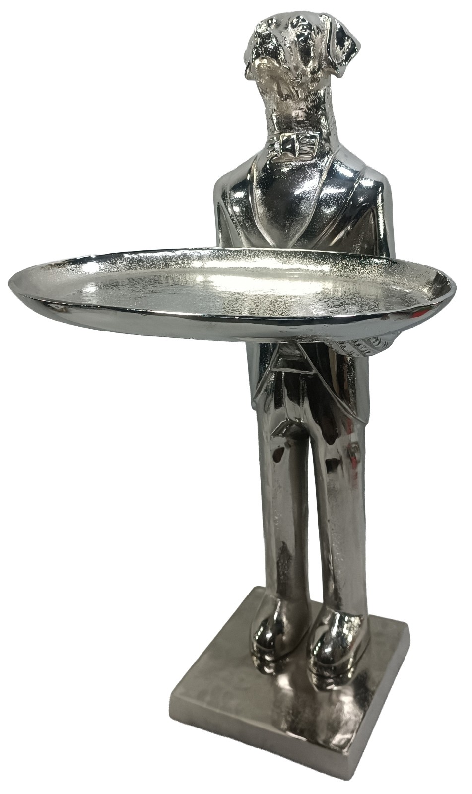 Dog With Plate - 150cm Antique Nickel Finish