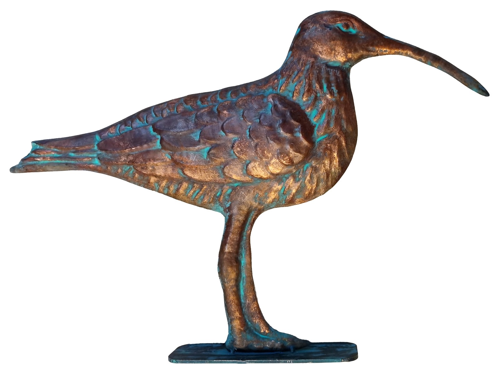 45.5cm Aged Copper/Verdigris Finish 1D Seabird Statue On Heavy Metal Base