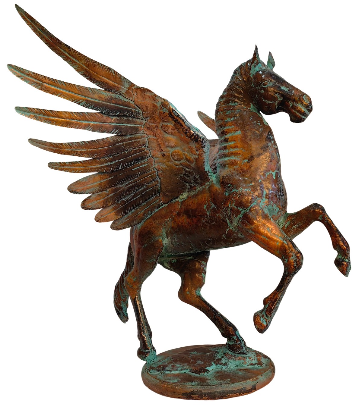 85cm Aged Copper/Verdigris Finish 3D Pegasus Statue On Heavy Metal Base