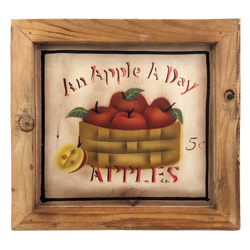 Rustic Wooden Square Wall Frame An Apple A Day Assorted - 30cm 