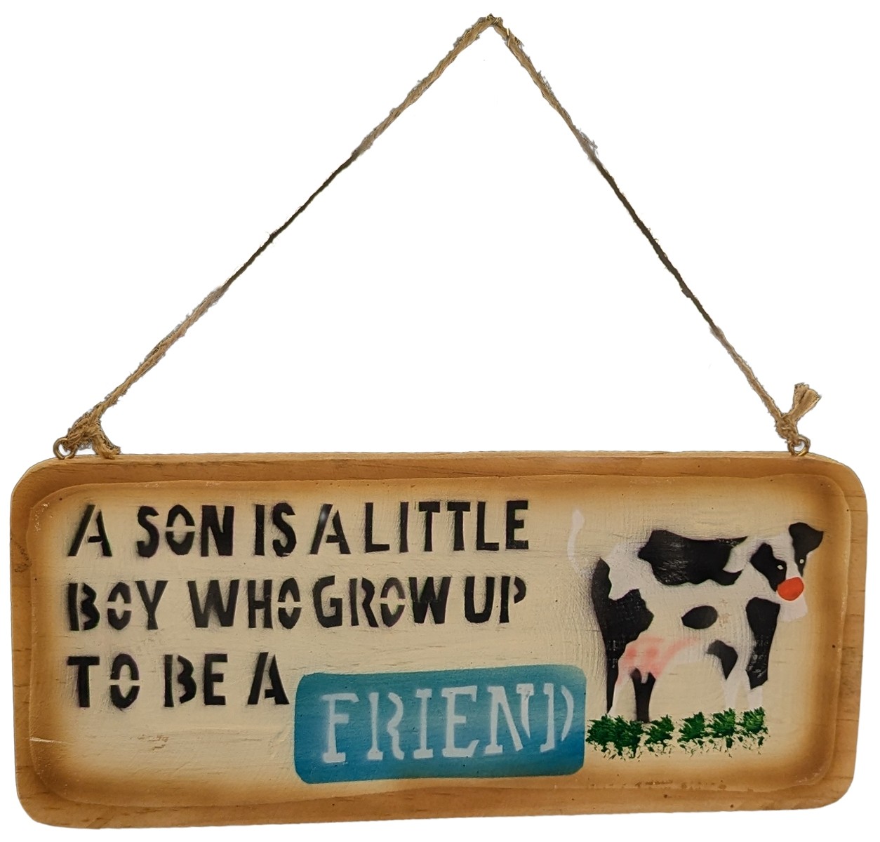 Wooden Plaque Friend Cow Design - 27cm