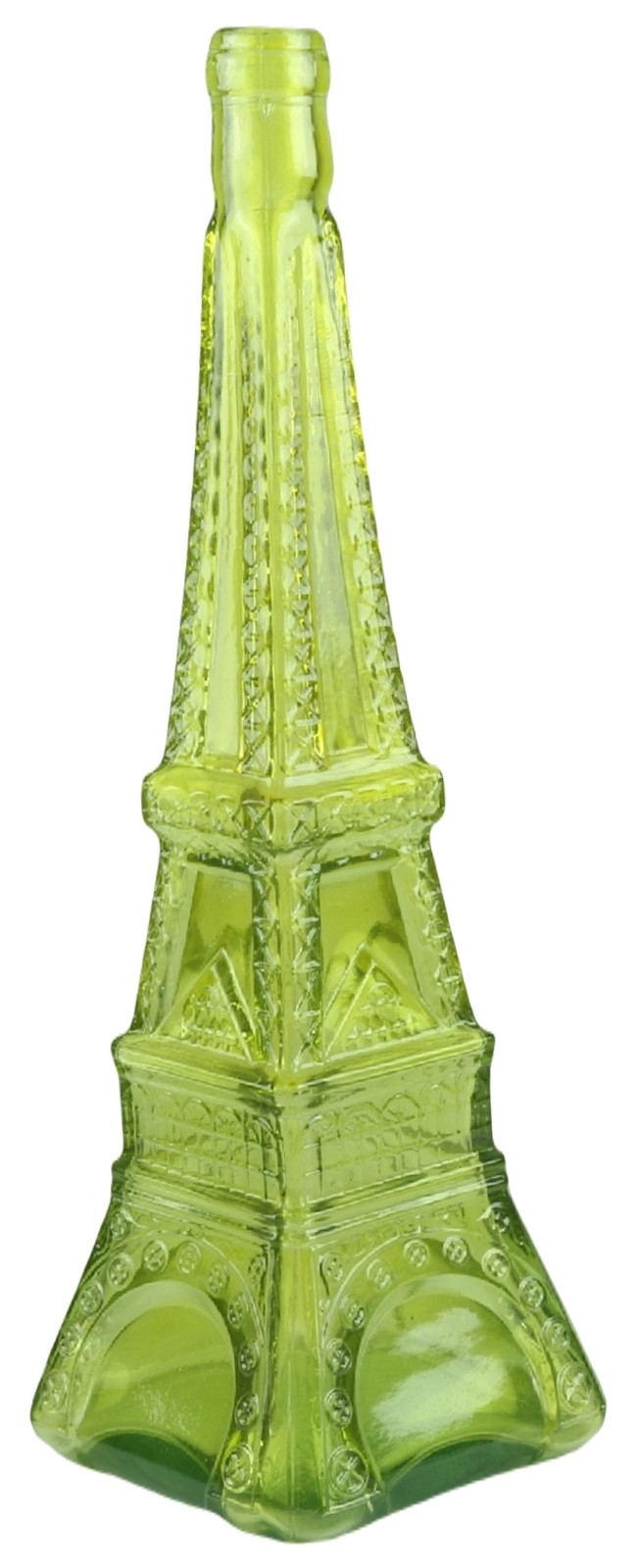 Lime Yellow Glass Eiffel Tower Bottle 35cm (JOB LOT OF 22)