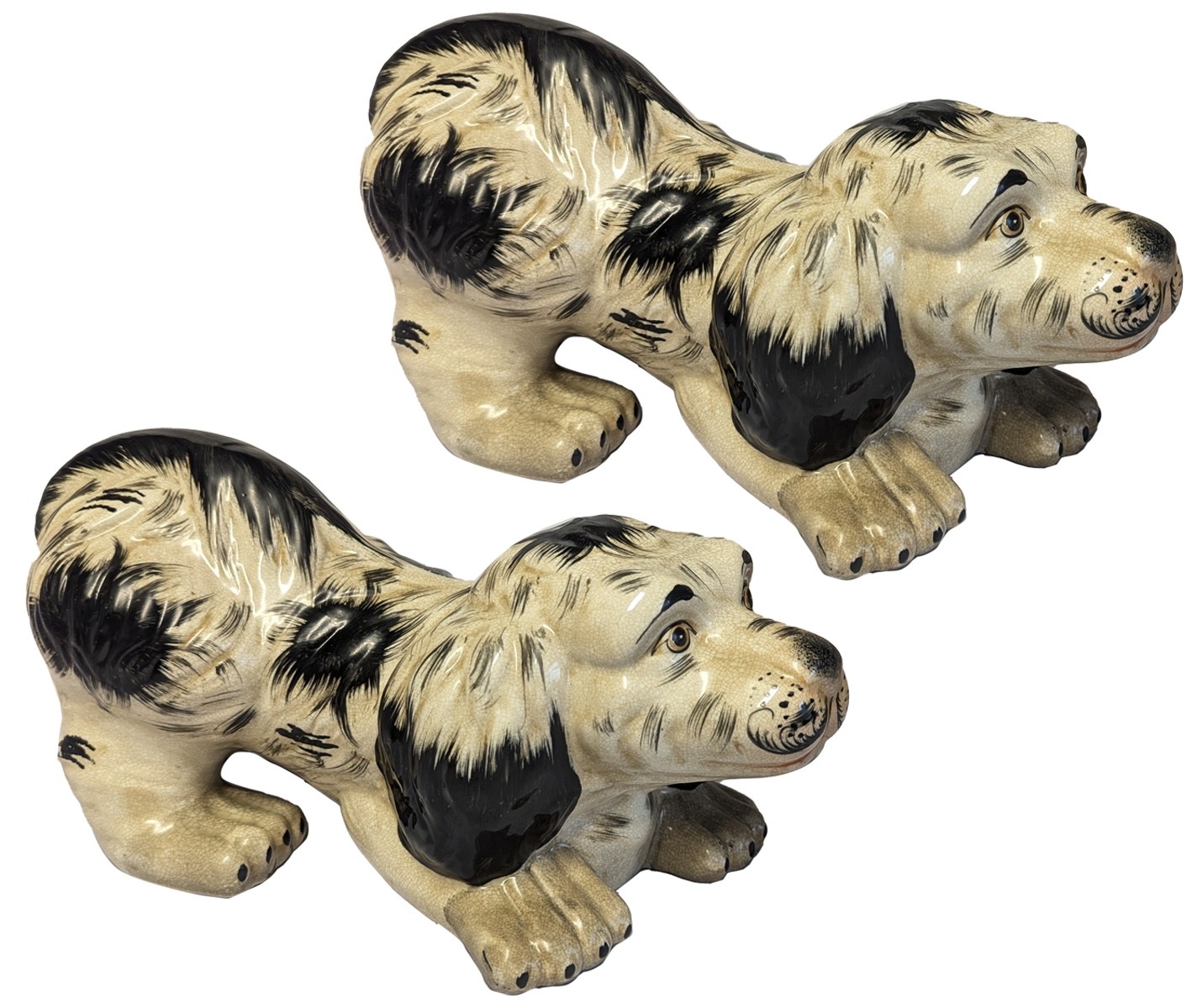 Set of 2 Staffordshire Black & White Dogs 36cm