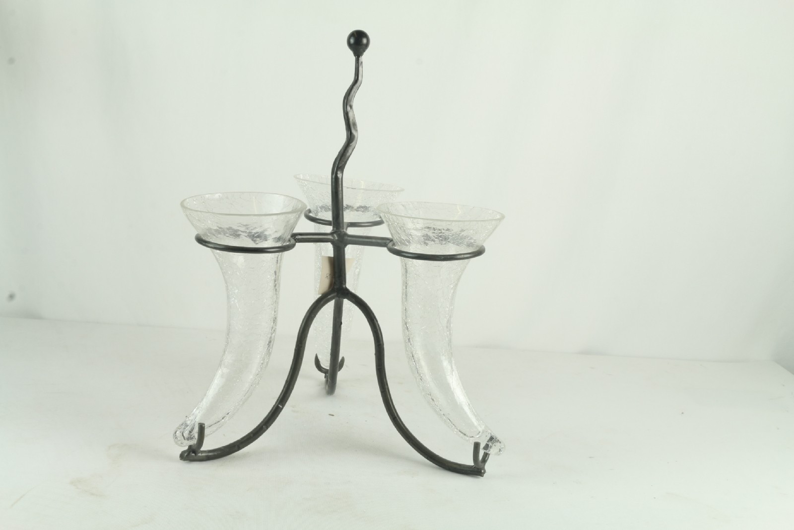 Triple Crackle Glass Horns & Stand 42cm