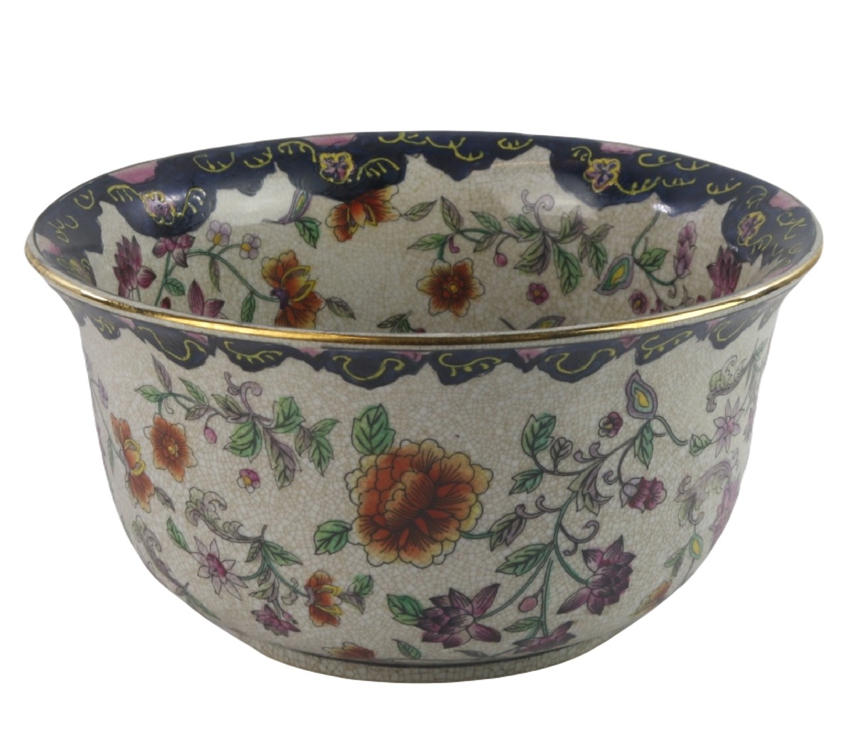 Chinese Floral / Gold Rimmed Bowl 24cm