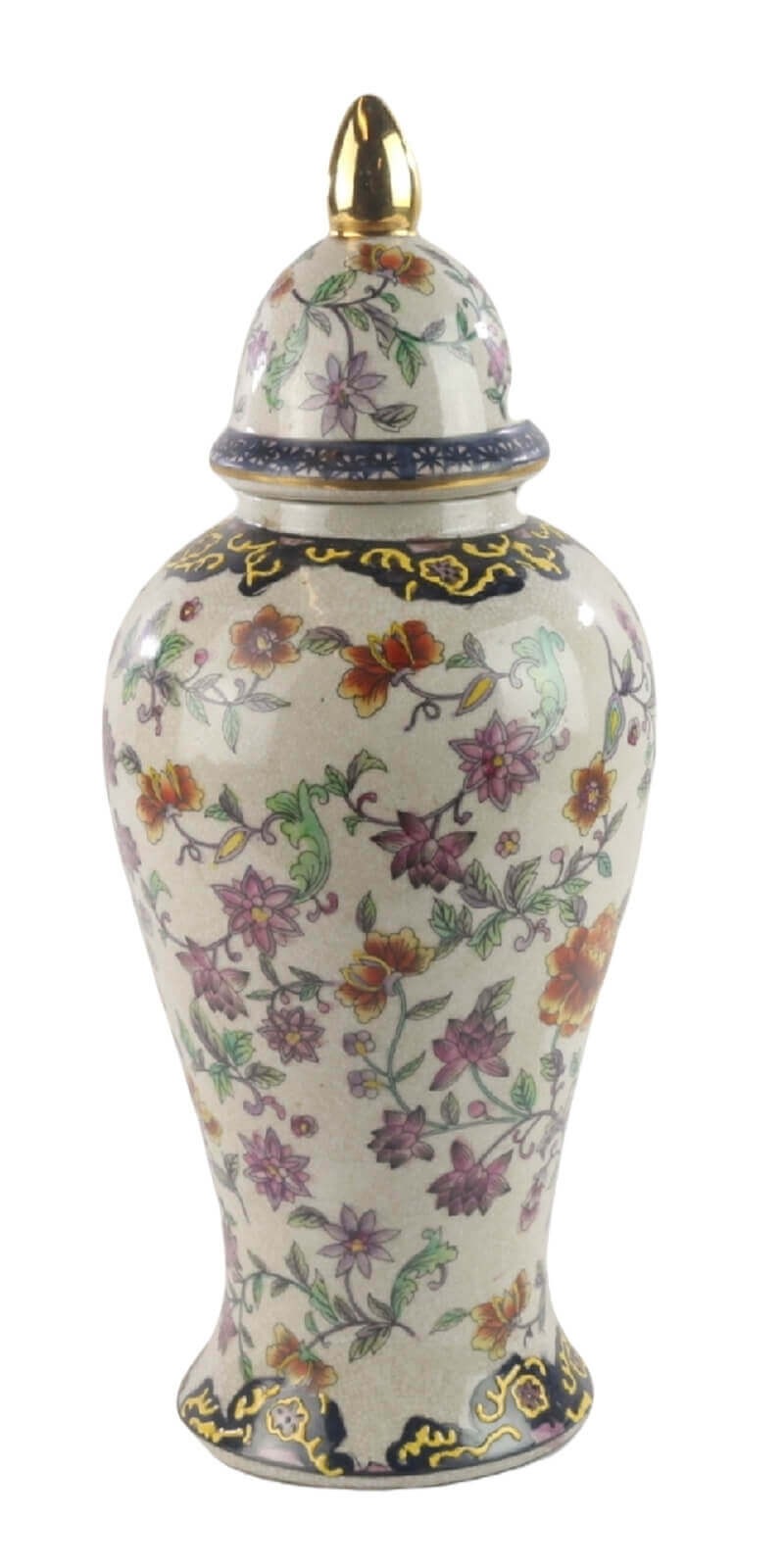 Chinese Floral Lidded Temple Jar 38cm