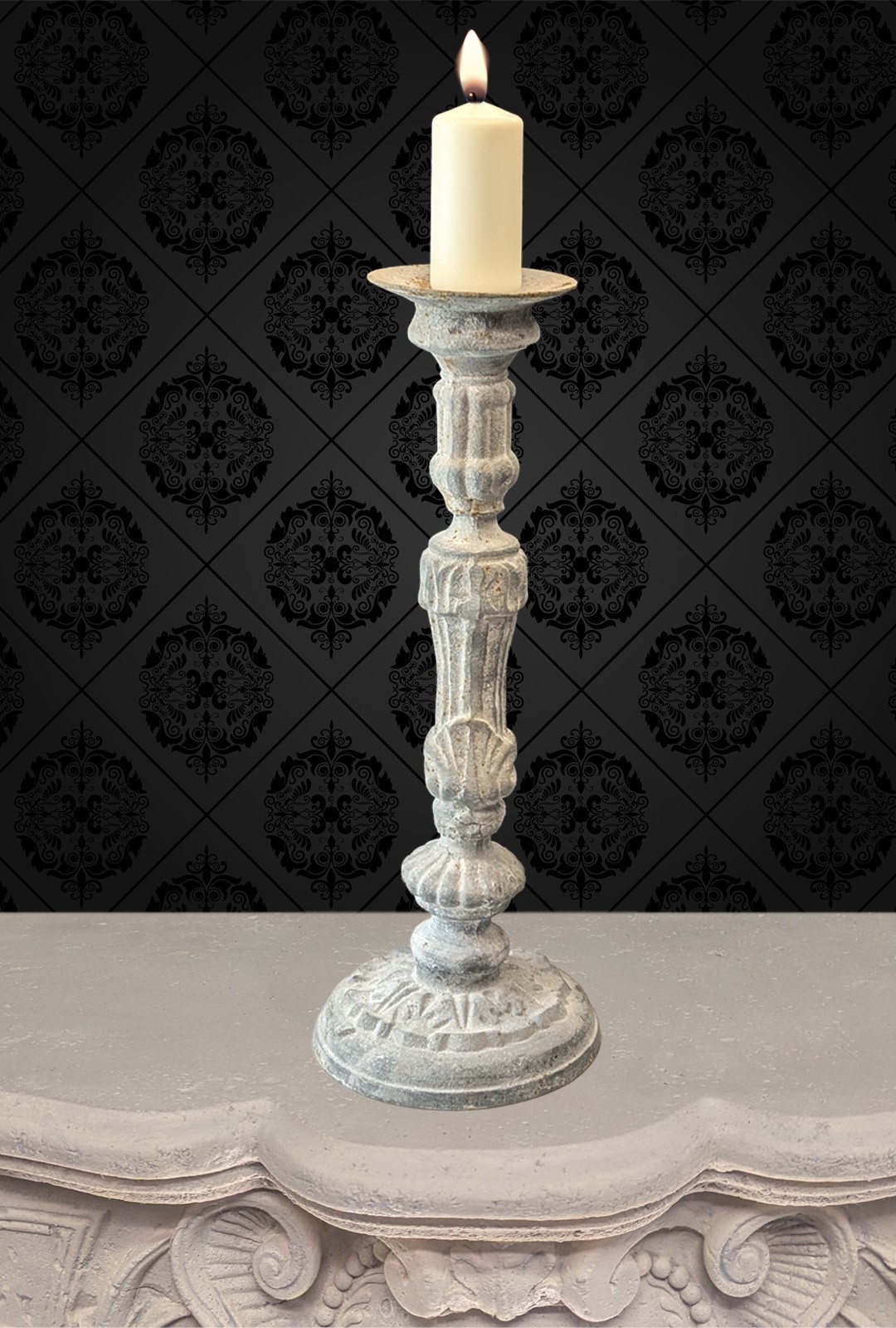 54cm Lead/Rust Finish Candlestick 