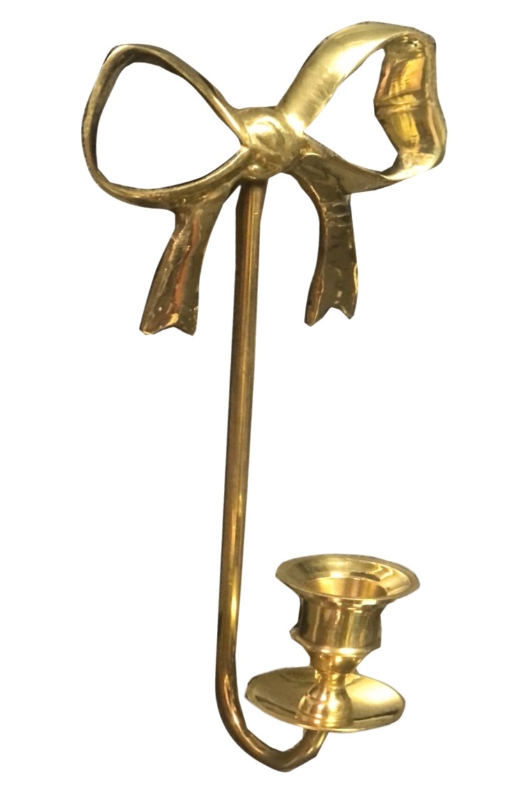 Solid Brass Bow Wall Sconce Candle Holder 15cm