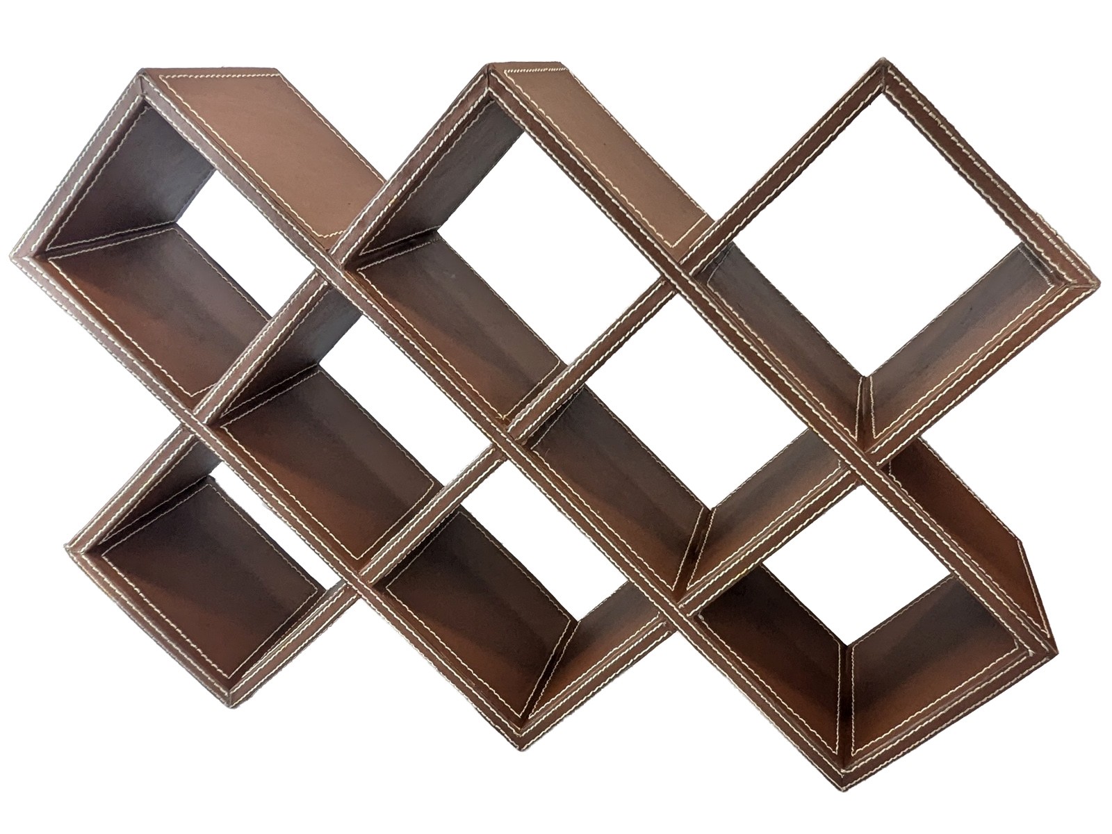 Stitched Faux Leather Display Shelf Double - 62cm