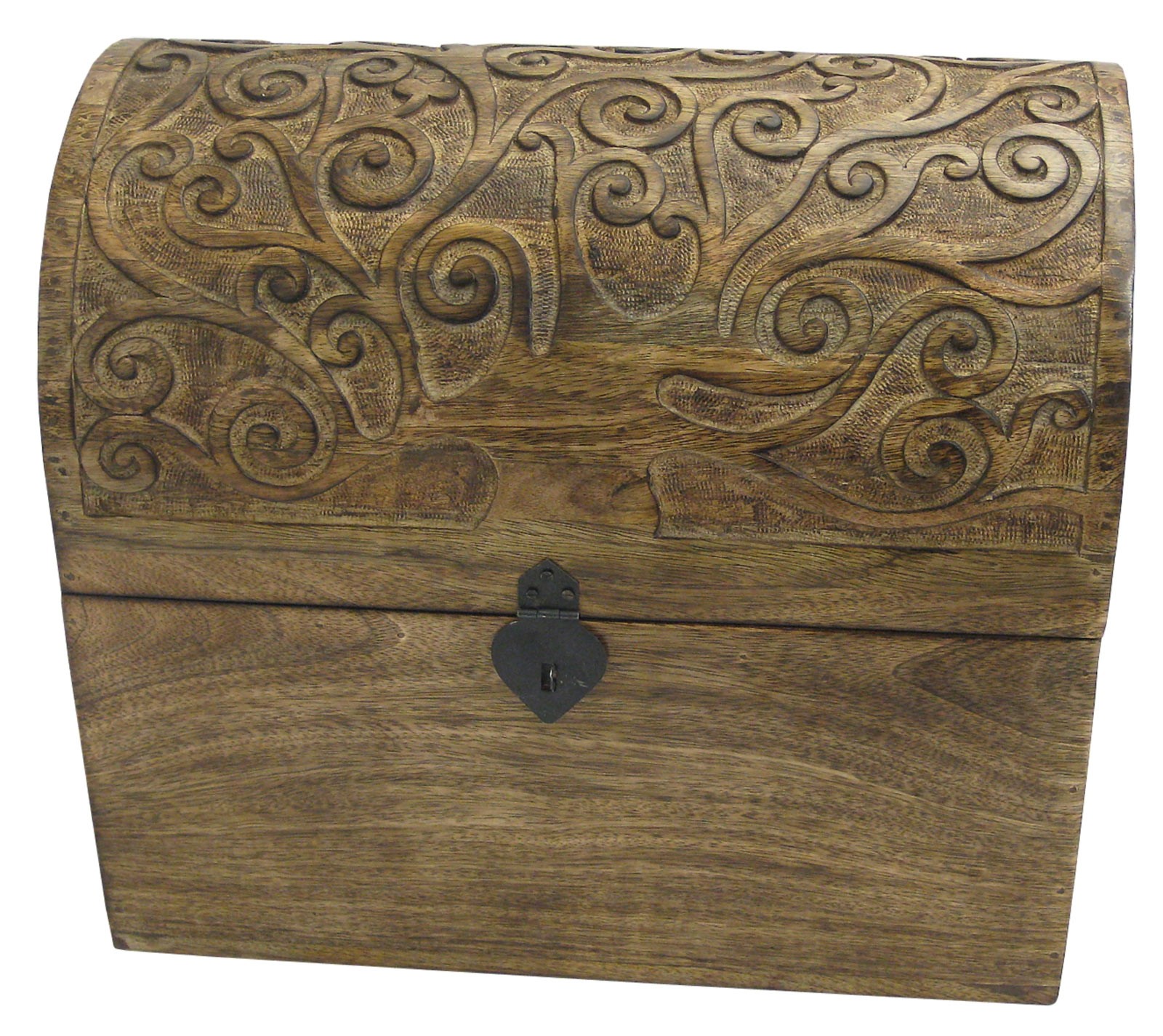 40cm Mango Wood Tree Of Life Design Wine Box (Holds 6)