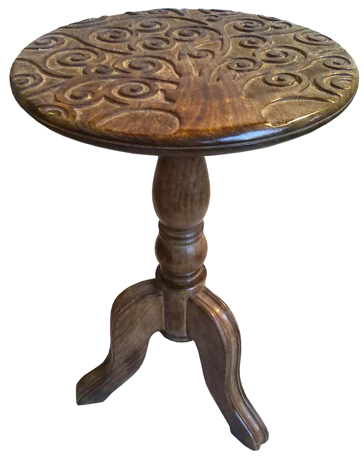 Mango Wood Tree Of Life Wine Table 56cm